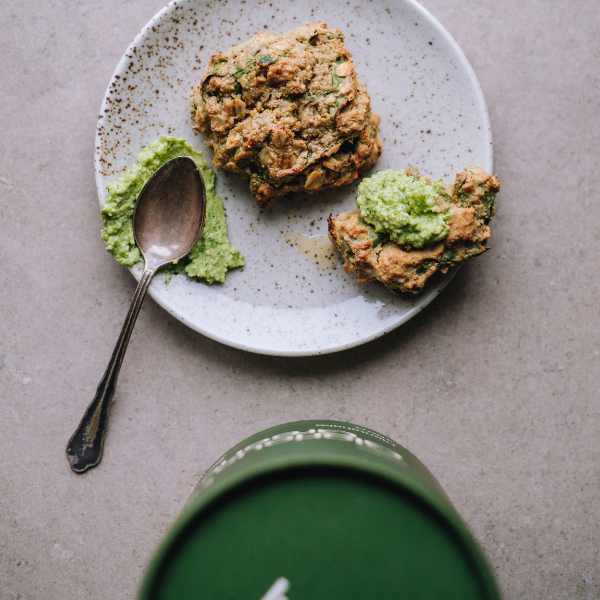 Glorious Greens Scones With Herby Cashew Spread
